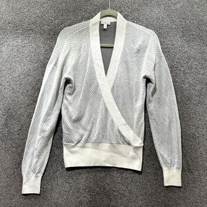 Garnet Hill Tendu Cotton Sweater Women XS Dot Print Pima Cotton‎ Relaxed V Neck